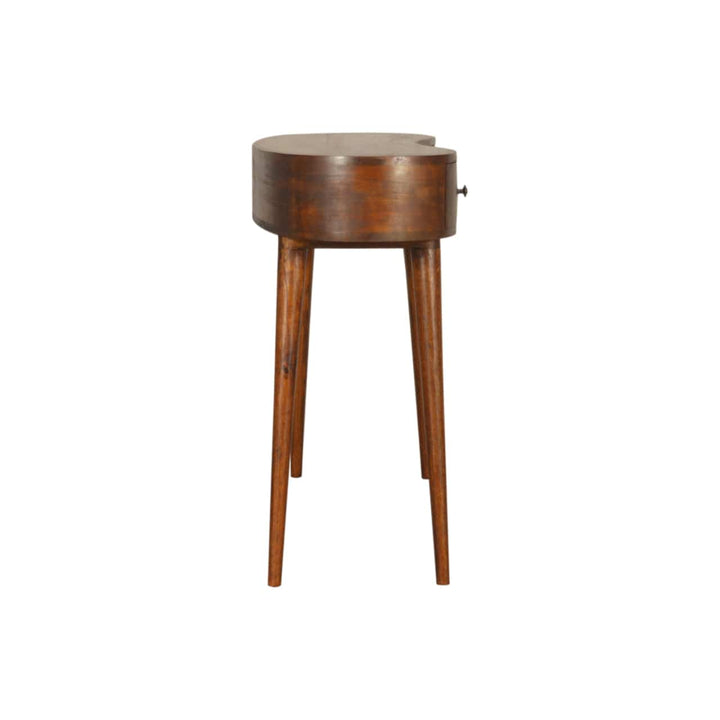 Chestnut Wave Writing Desk - Solid Mango Wood Writing Table for Home Office - product view 7 showing handcrafted solid...