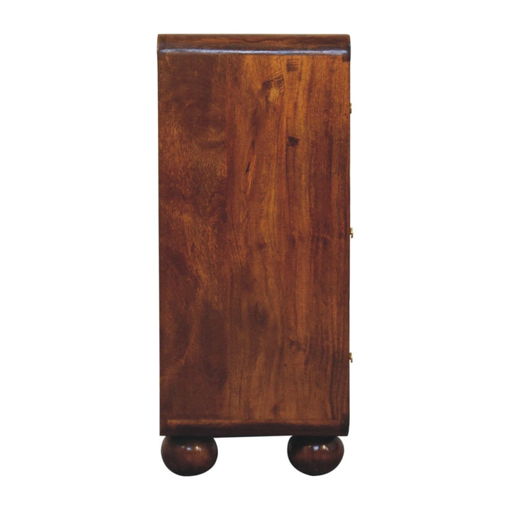 Chestnut Woven Dresser - Solid Mango Wood Storage Chest for Bedroom - product view 8 showing handcrafted solid mango wood...