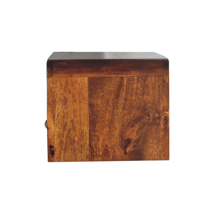 Chunky Chestnut 1 Drawer Floating Nightstand - Solid Mango Wood Bedside Table for Bedroom - product view 9 showing...
