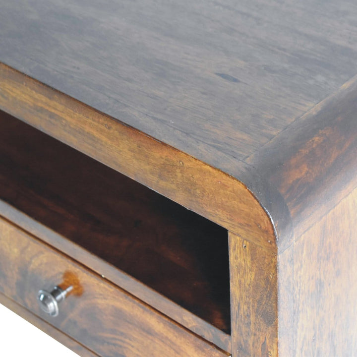Chunky Chestnut 1 Drawer Floating Nightstand - Solid Mango Wood Bedside Table for Bedroom - product view 8 showing...