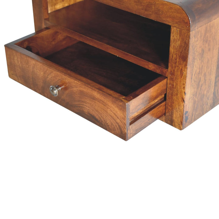 Chunky Chestnut 1 Drawer Floating Nightstand - Solid Mango Wood Bedside Table for Bedroom - product view 7 showing...