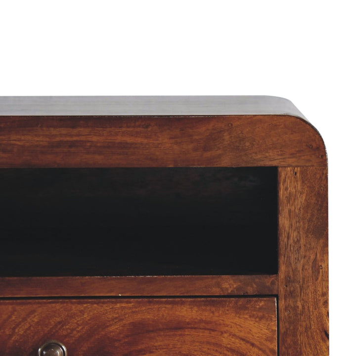 Chunky Chestnut 1 Drawer Floating Nightstand - Solid Mango Wood Bedside Table for Bedroom - product view 5 showing...