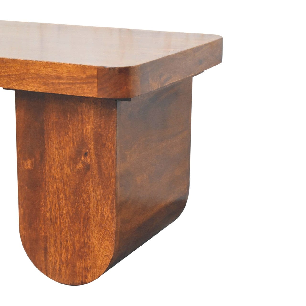 Chunky Chestnut Coffee Table - Solid Mango Wood Center Table for Living Room - product view 7 showing handcrafted solid...