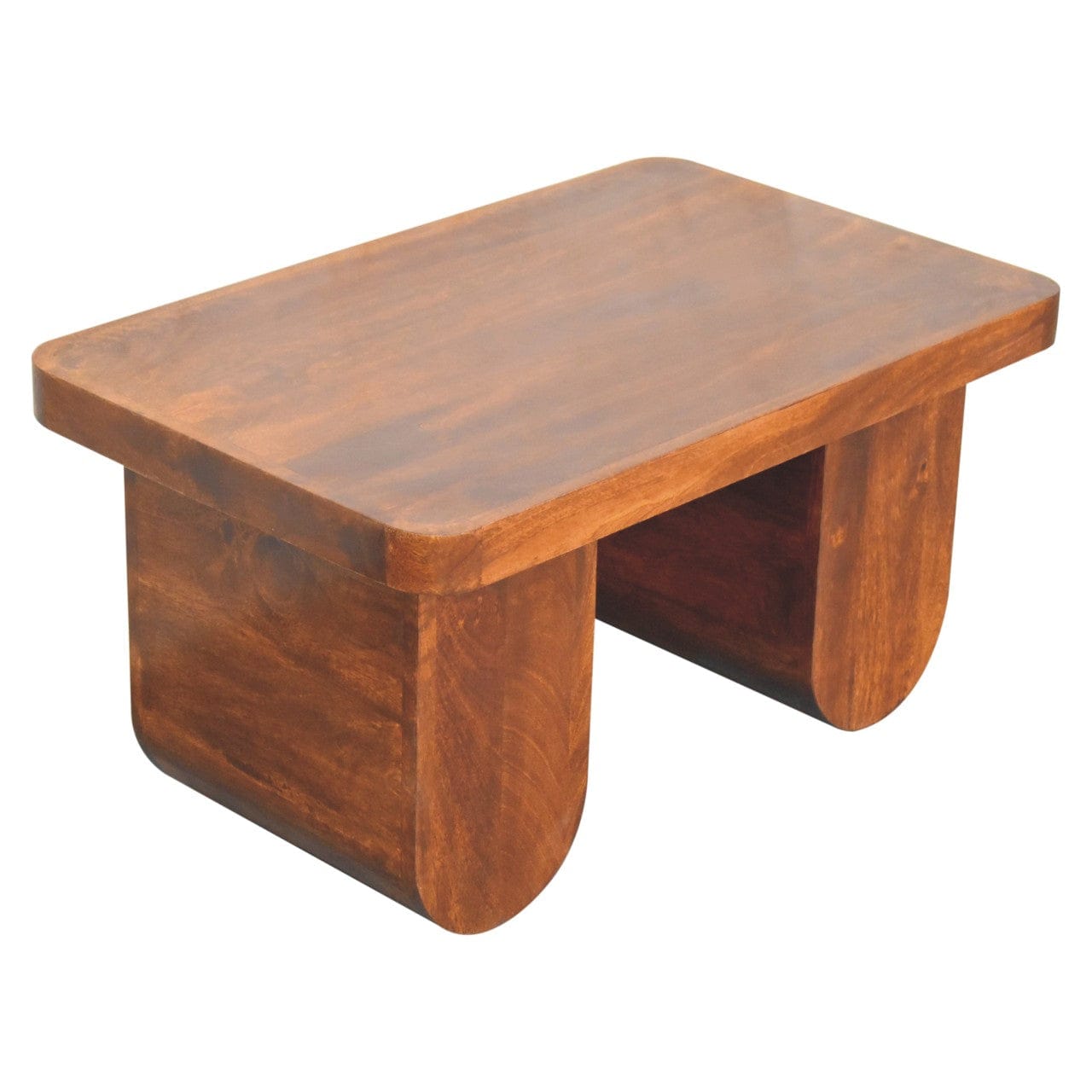 Chunky Chestnut Coffee Table - Solid Mango Wood Center Table for Living Room - product view 6 showing handcrafted solid...