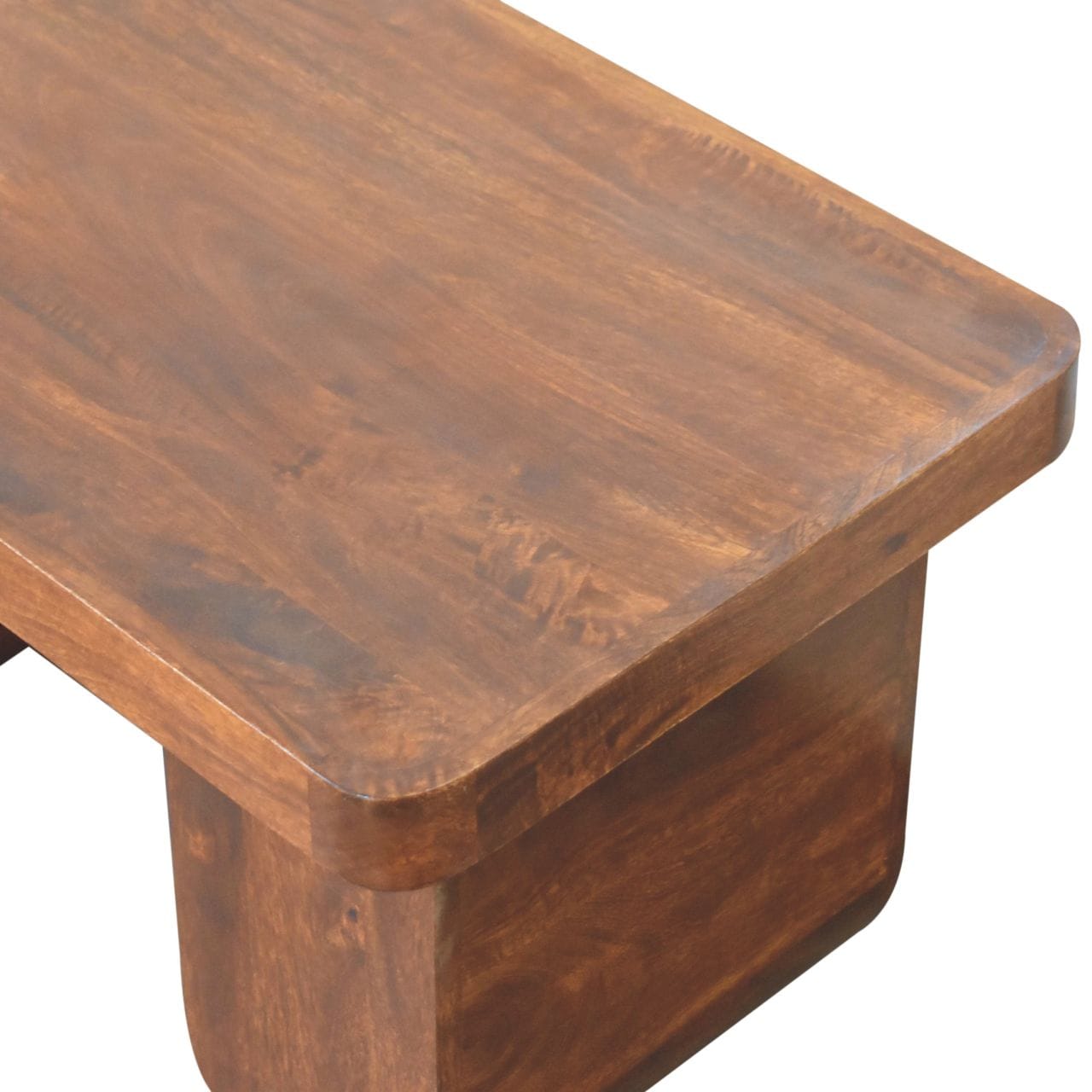 Chunky Chestnut Coffee Table - Solid Mango Wood Center Table for Living Room - product view 5 showing handcrafted solid...