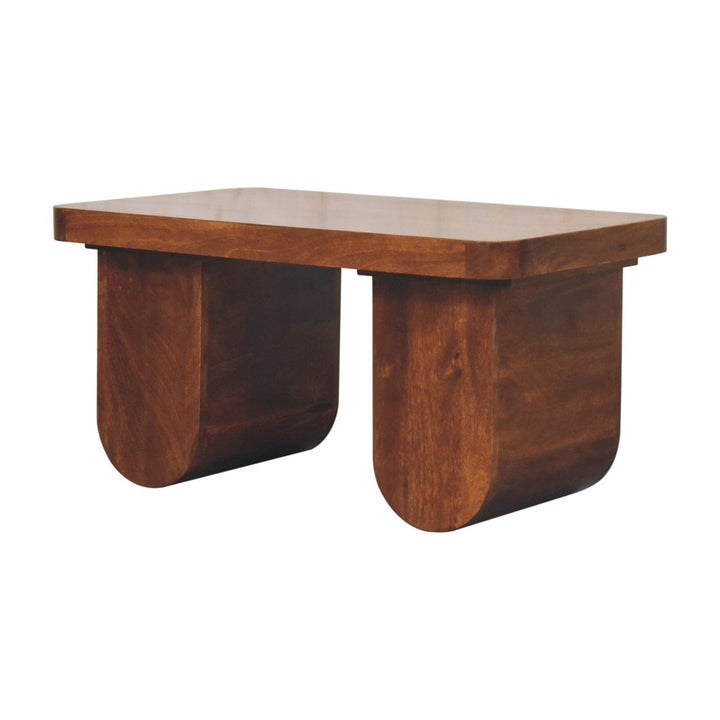 Chunky Chestnut Coffee Table - Solid Mango Wood Center Table for Living Room - product view 4 showing handcrafted solid...