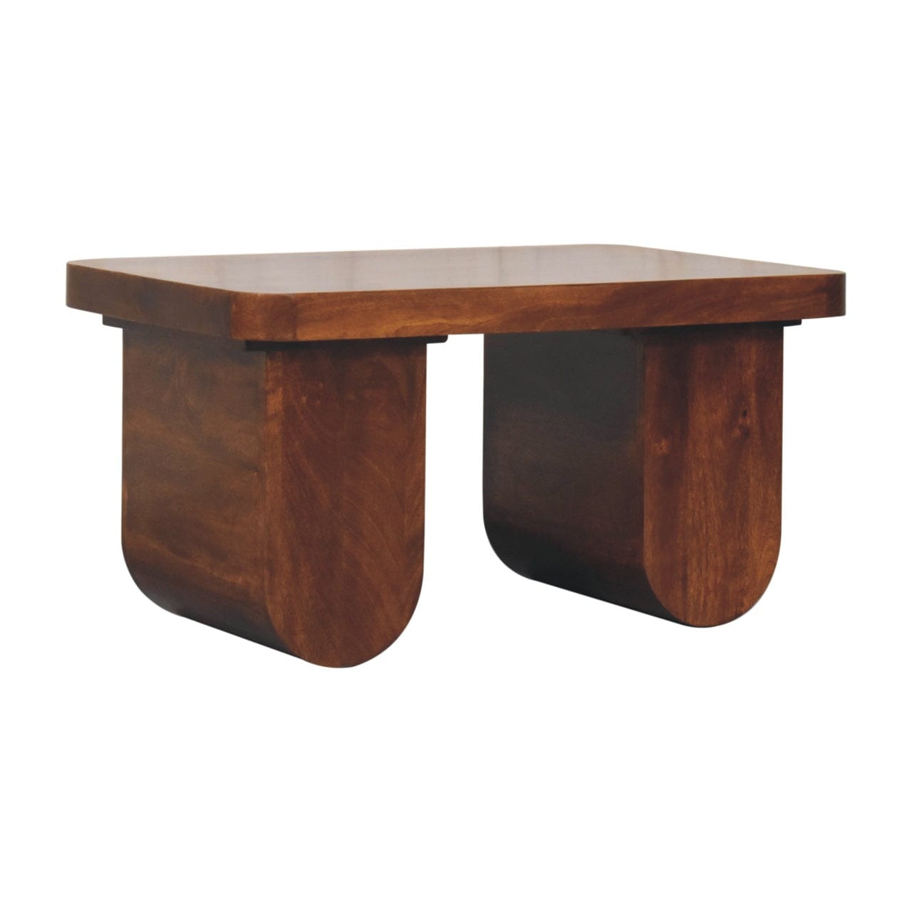 Chunky Chestnut Coffee Table - Solid Mango Wood Center Table for Living Room - product view 3 showing handcrafted solid...