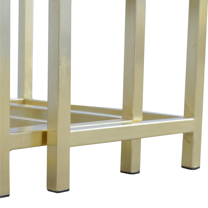 Chunky Gold Stool - Solid Mango Wood Accent Seating - product view 8 showing handcrafted solid mango wood stool