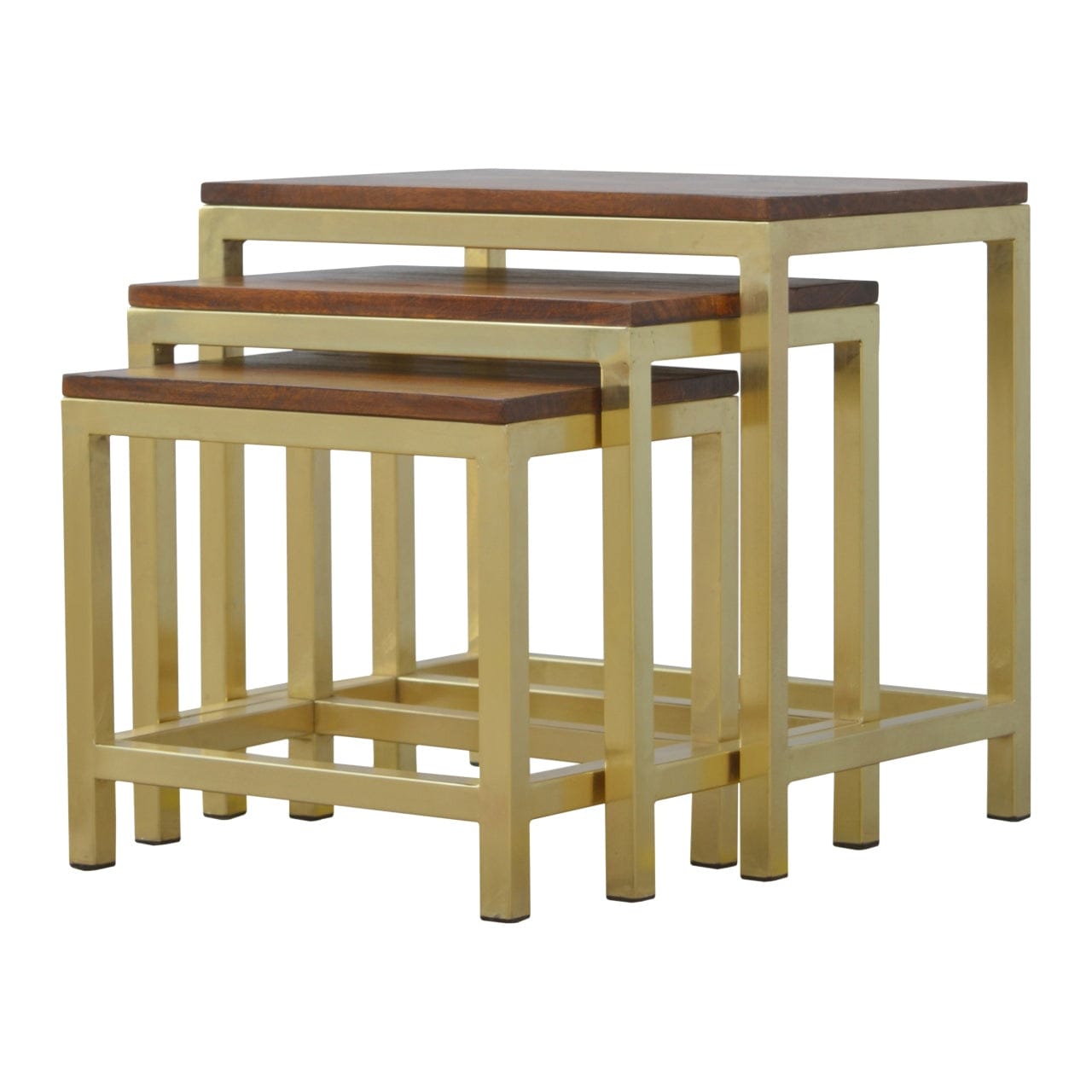 Chunky Gold Stool - Solid Mango Wood Accent Seating - product view 4 showing handcrafted solid mango wood stool
