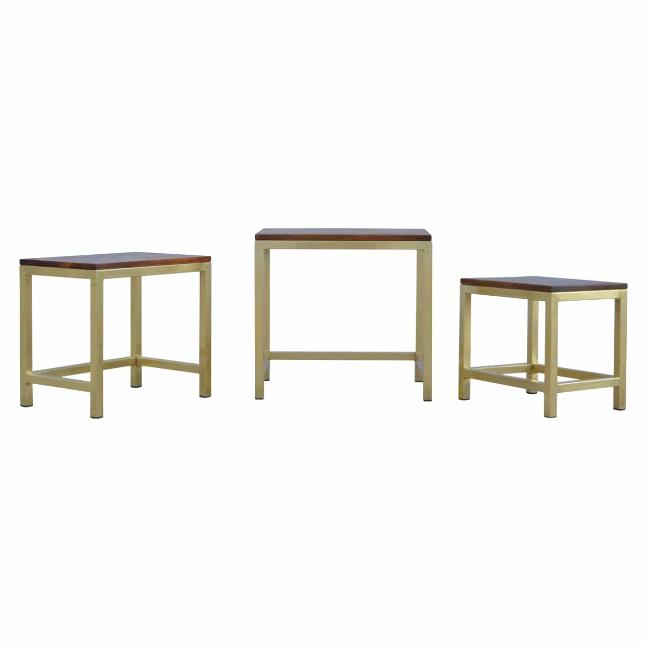 Chunky Gold Stool - Solid Mango Wood Accent Seating - product view 2 showing handcrafted solid mango wood stool