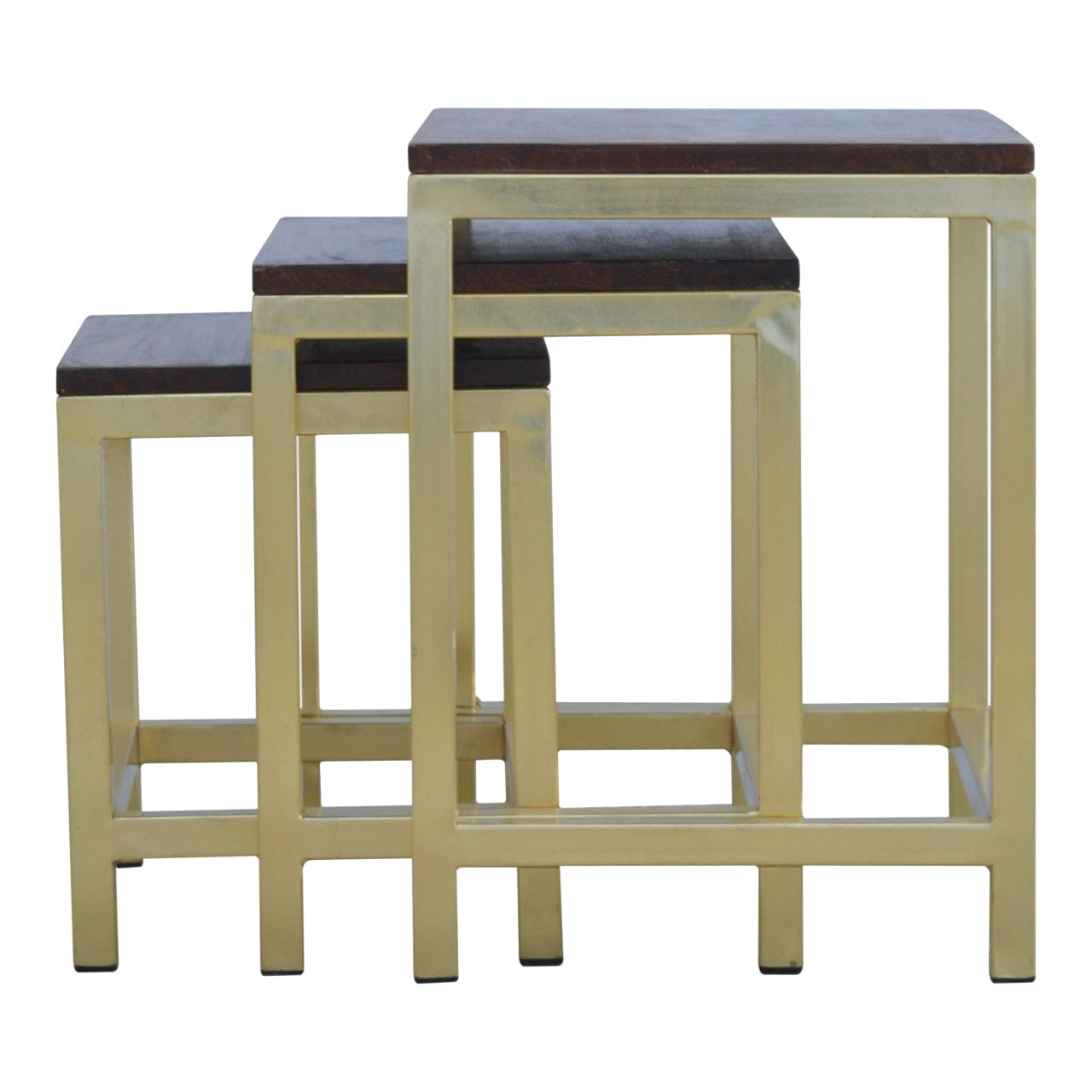 Chunky Gold Stool - Solid Mango Wood Accent Seating - main view showing handcrafted solid mango wood stool
