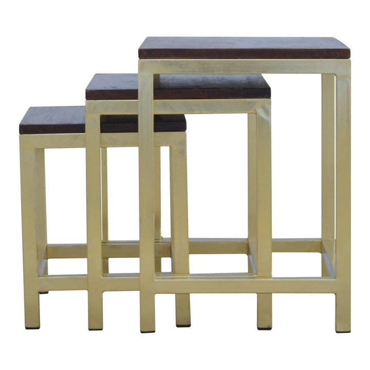 Chunky Gold Stool - Solid Mango Wood Accent Seating - main view showing handcrafted solid mango wood stool