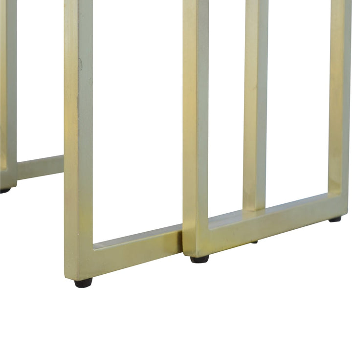 Chunky Gold Table Set of 3 in Solid Mango Wood - product view 4 showing handcrafted solid mango wood furniture