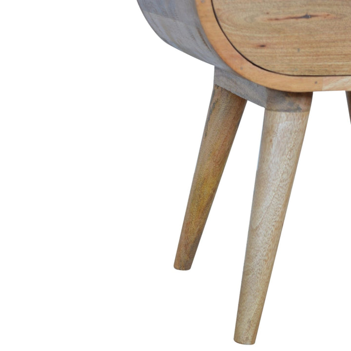 Circular Open Slot Nightstand - Solid Mango Wood Bedside Table for Bedroom - product view 7 showing handcrafted solid...