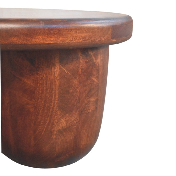 Clara Sculpted Coffee Table - Solid Mango Wood Center Table for Living Room - product view 8 showing handcrafted solid...