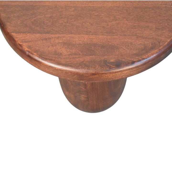 Clara Sculpted Coffee Table - Solid Mango Wood Center Table for Living Room - product view 5 showing handcrafted solid...