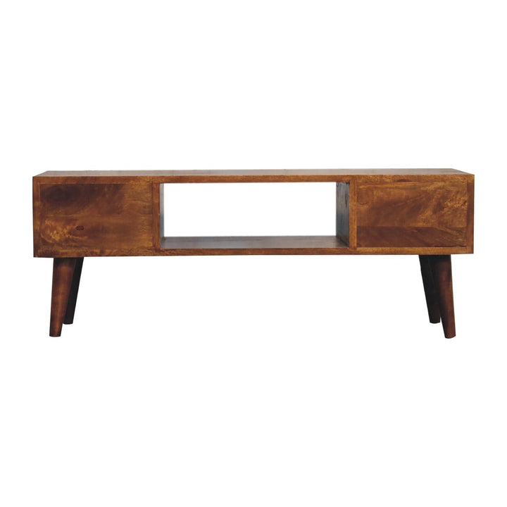 Classic Chestnut Coffee Table - Solid Mango Wood Center Table for Living Room - product view 8 showing handcrafted solid...