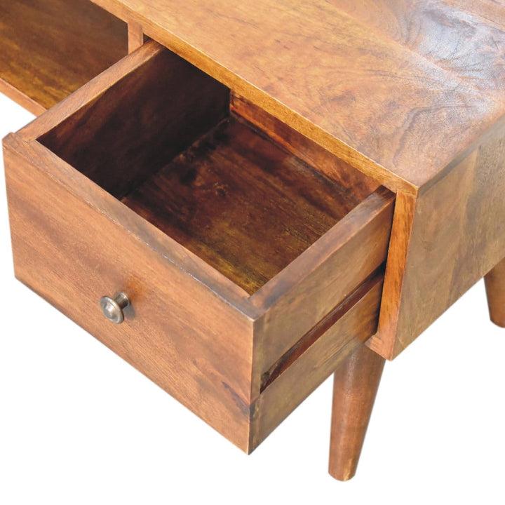 Classic Chestnut Coffee Table - Solid Mango Wood Center Table for Living Room - product view 5 showing handcrafted solid...