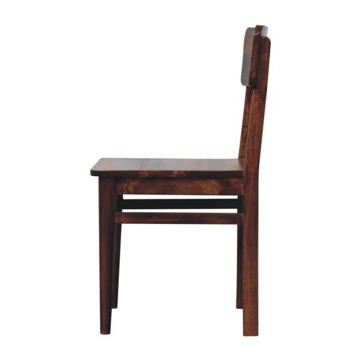 Classic Chestnut Dining Chair - Solid Mango Wood Chair for Dining Room - product view 8 showing handcrafted solid mango...