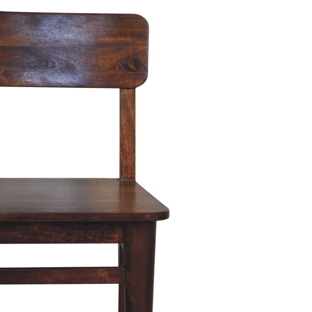Classic Chestnut Dining Chair - Solid Mango Wood Chair for Dining Room - product view 7 showing handcrafted solid mango...