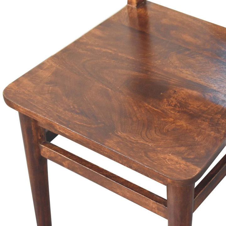 Classic Chestnut Dining Chair - Solid Mango Wood Chair for Dining Room - product view 6 showing handcrafted solid mango...