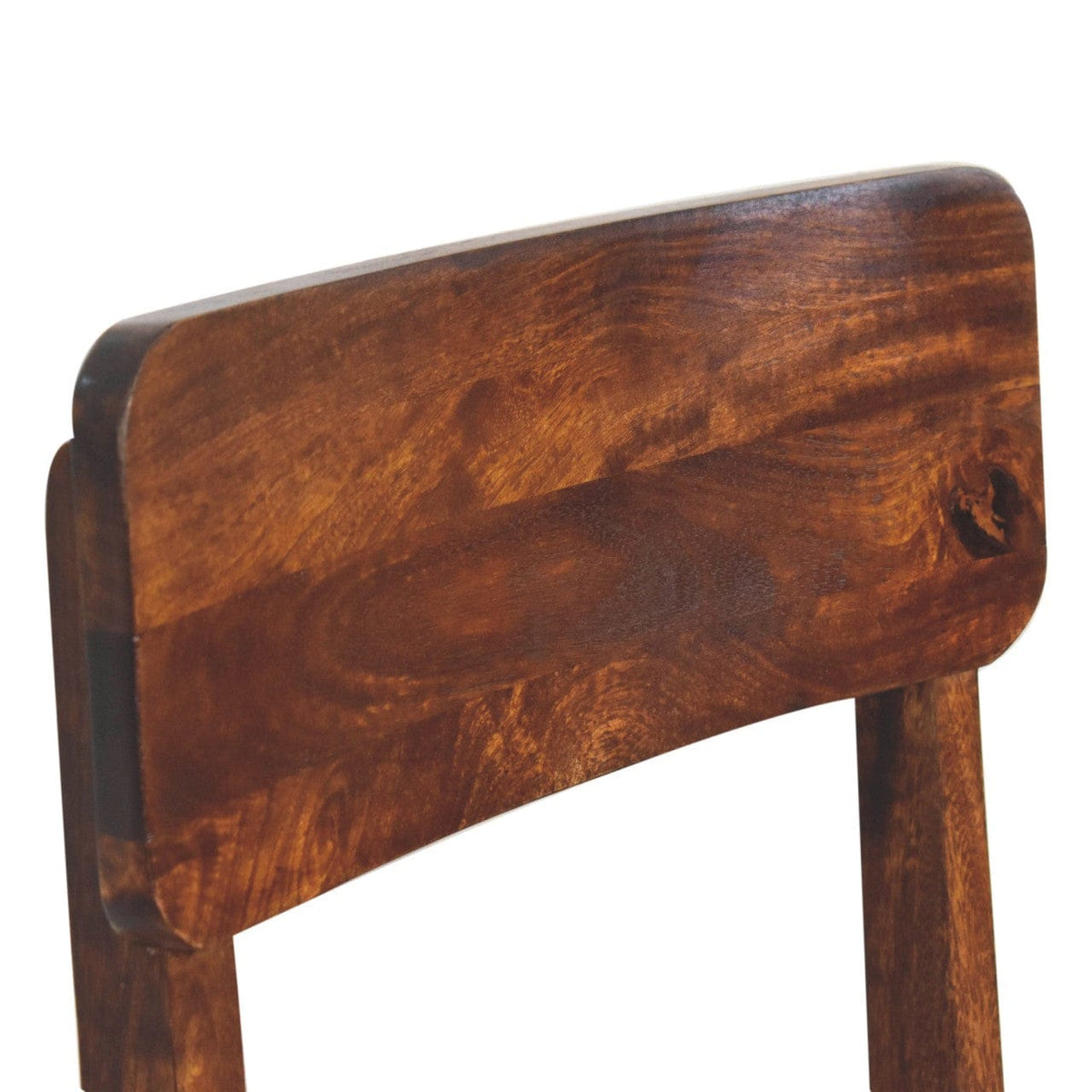 Classic Chestnut Dining Chair - Solid Mango Wood Chair for Dining Room - product view 5 showing handcrafted solid mango...