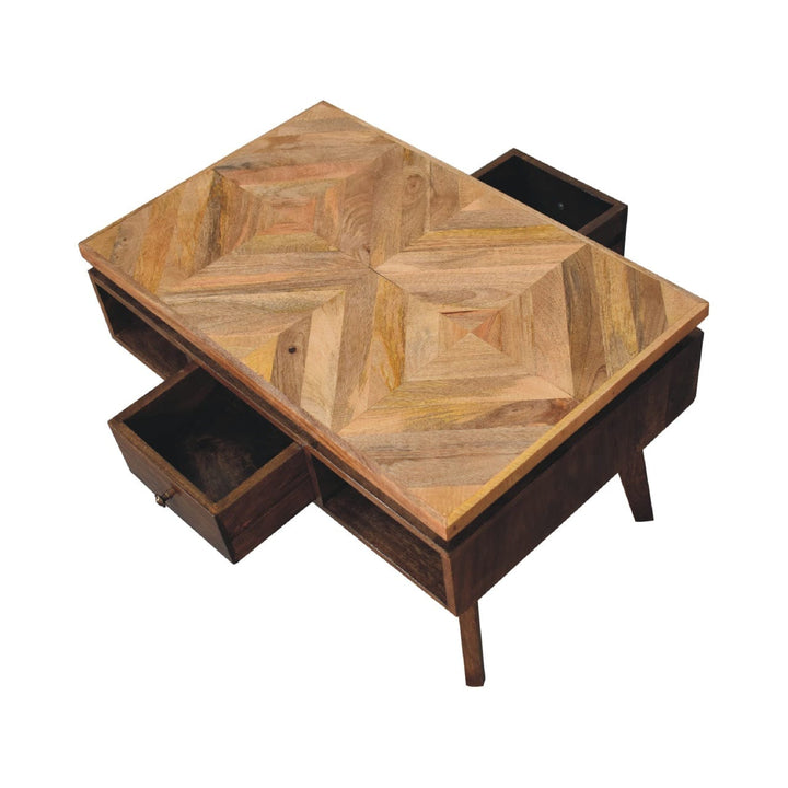 Classic Grey Granary Coffee Table - Solid Mango Wood Center Table for Living Room - product view 8 showing handcrafted...