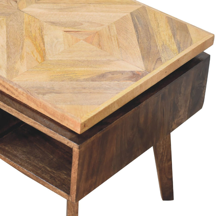 Classic Grey Granary Coffee Table - Solid Mango Wood Center Table for Living Room - product view 6 showing handcrafted...