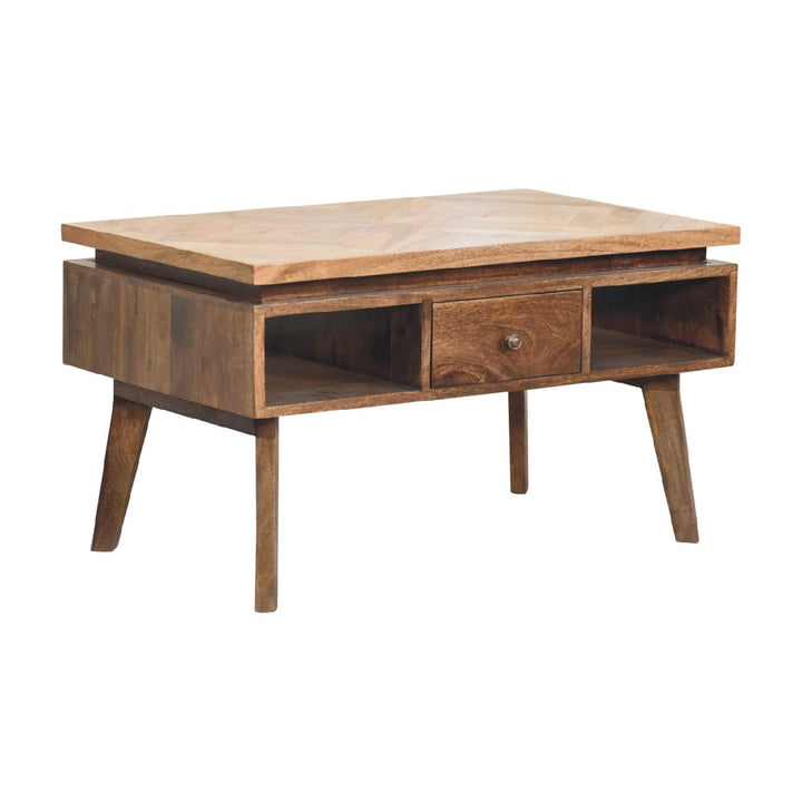 Classic Grey Granary Coffee Table - Solid Mango Wood Center Table for Living Room - product view 2 showing handcrafted...