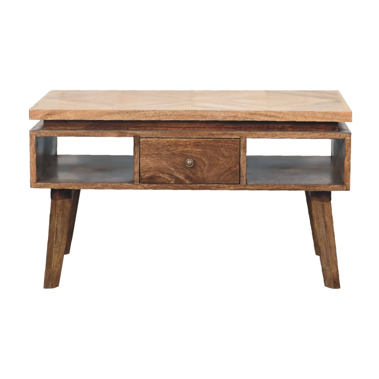 Classic Grey Granary Coffee Table - Solid Mango Wood Center Table for Living Room - main view showing handcrafted solid...