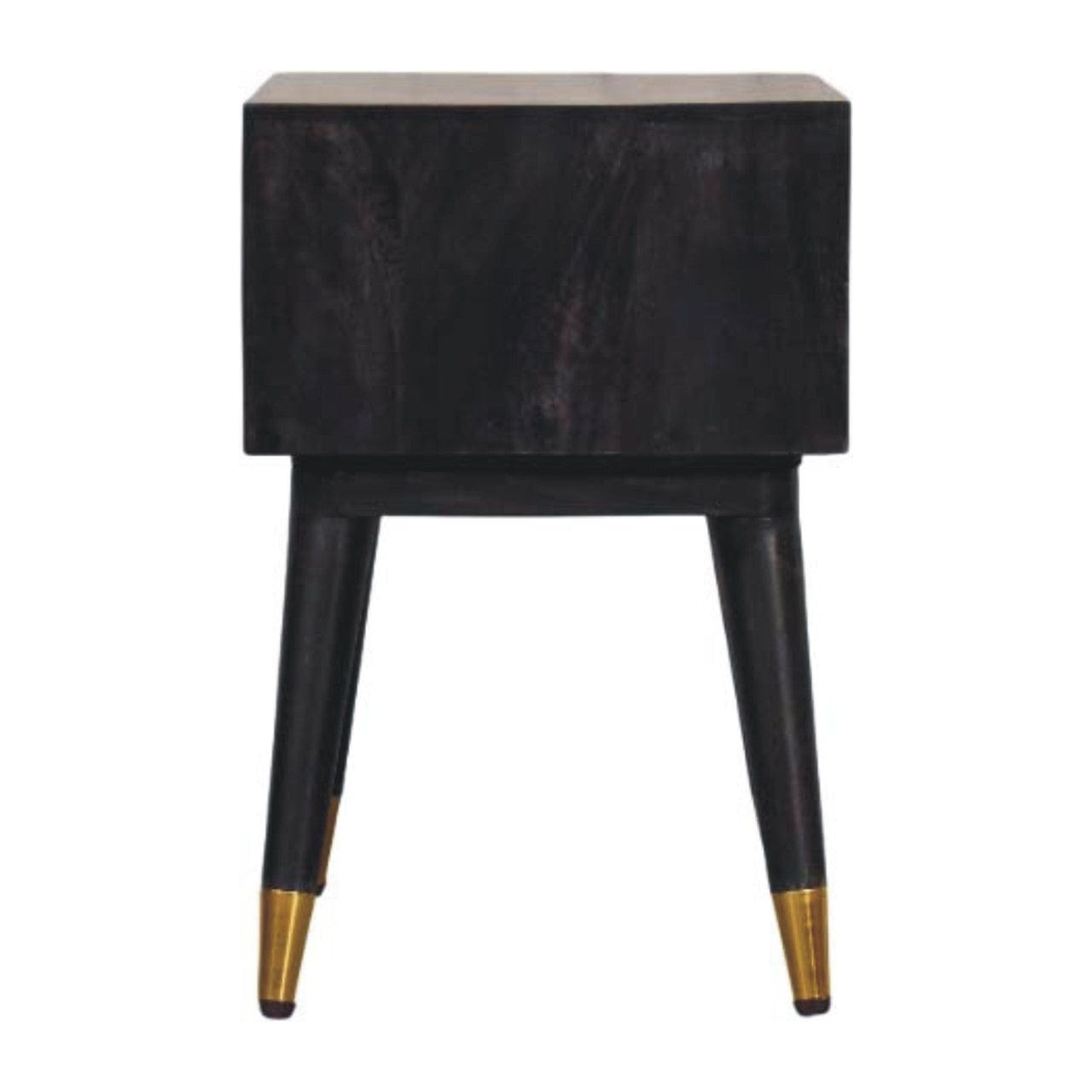 Classic Mid-Century Open Nightstand - Solid Mango Wood Bedside Table for Bedroom - product view 9 showing handcrafted...