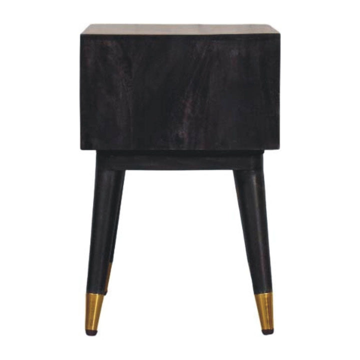 Classic Mid-Century Open Nightstand - Solid Mango Wood Bedside Table for Bedroom - product view 9 showing handcrafted...