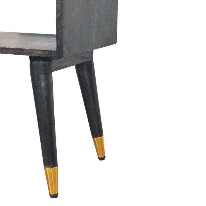 Classic Mid-Century Open Nightstand - Solid Mango Wood Bedside Table for Bedroom - product view 8 showing handcrafted...