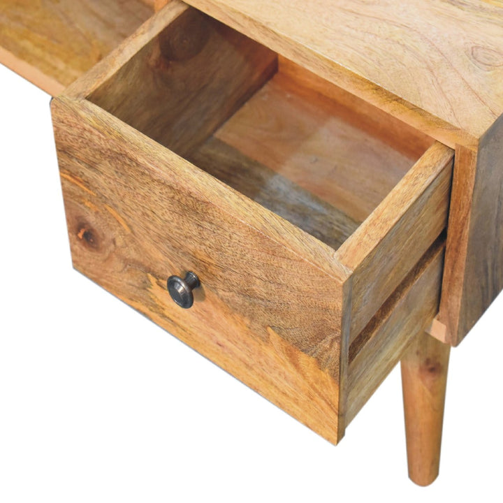 Classic Oak-ish Coffee Table - Solid Mango Wood Center Table for Living Room - product view 6 showing handcrafted solid...