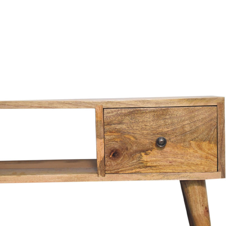 Classic Oak-ish Coffee Table - Solid Mango Wood Center Table for Living Room - product view 4 showing handcrafted solid...