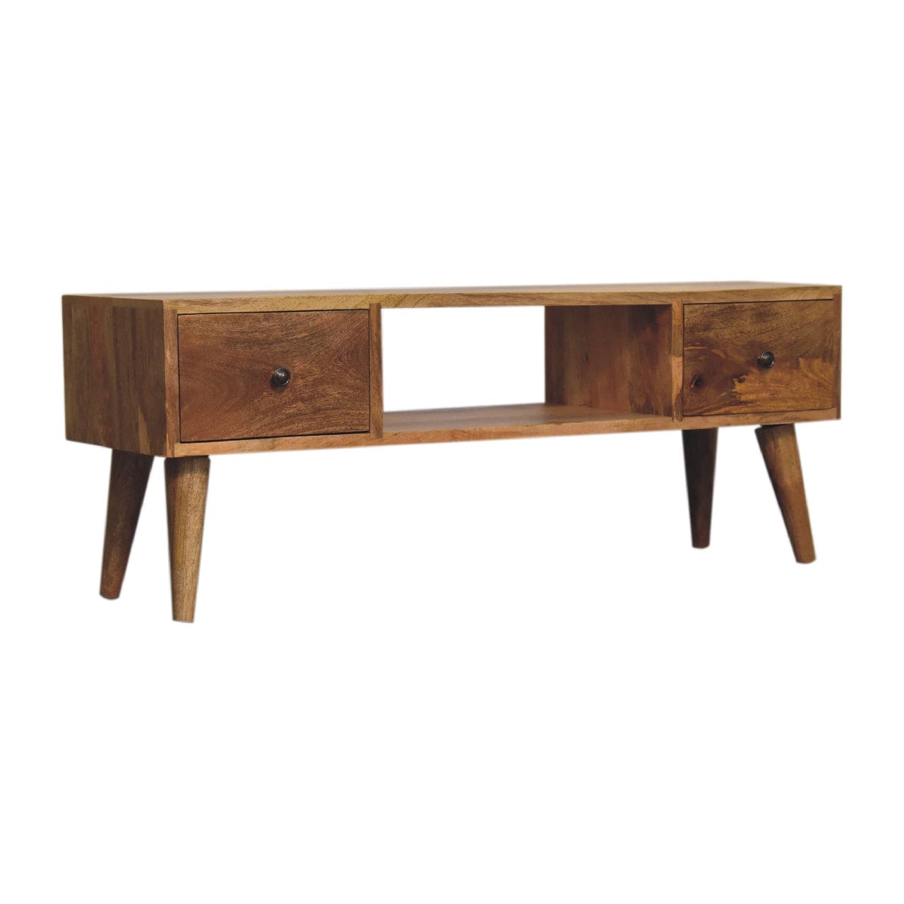 Classic Oak-ish Coffee Table - Solid Mango Wood Center Table for Living Room - product view 2 showing handcrafted solid...