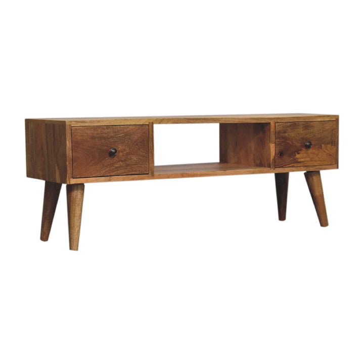 Classic Oak-ish Coffee Table - Solid Mango Wood Center Table for Living Room - product view 2 showing handcrafted solid...