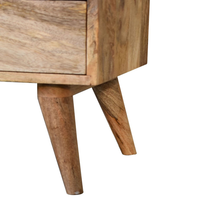 Classic Oak-ish Nightstand - Solid Mango Wood Bedside Table for Bedroom - product view 8 showing handcrafted solid mango...