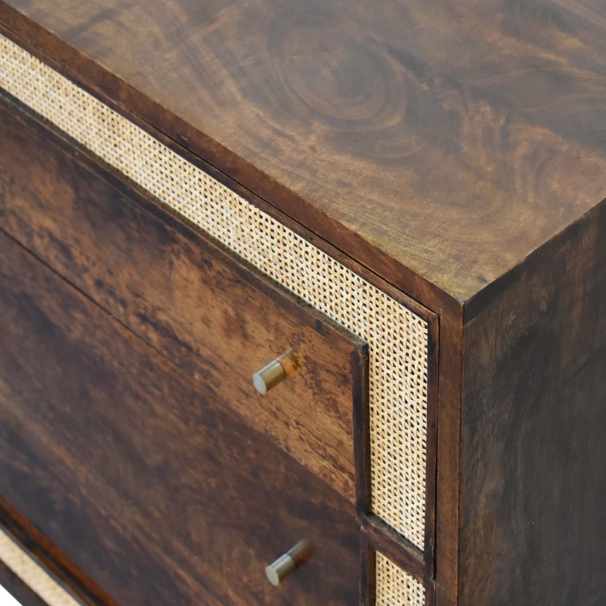Close-knit Chestnut Dresser - Solid Mango Wood Storage Chest for Bedroom - product view 5 showing handcrafted solid mango...