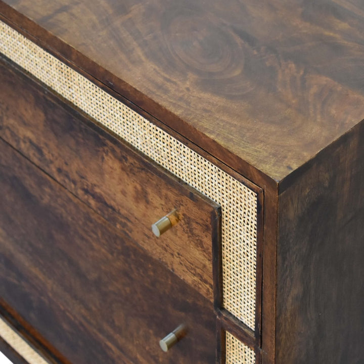 Close-knit Chestnut Dresser - Solid Mango Wood Storage Chest for Bedroom - product view 5 showing handcrafted solid mango...