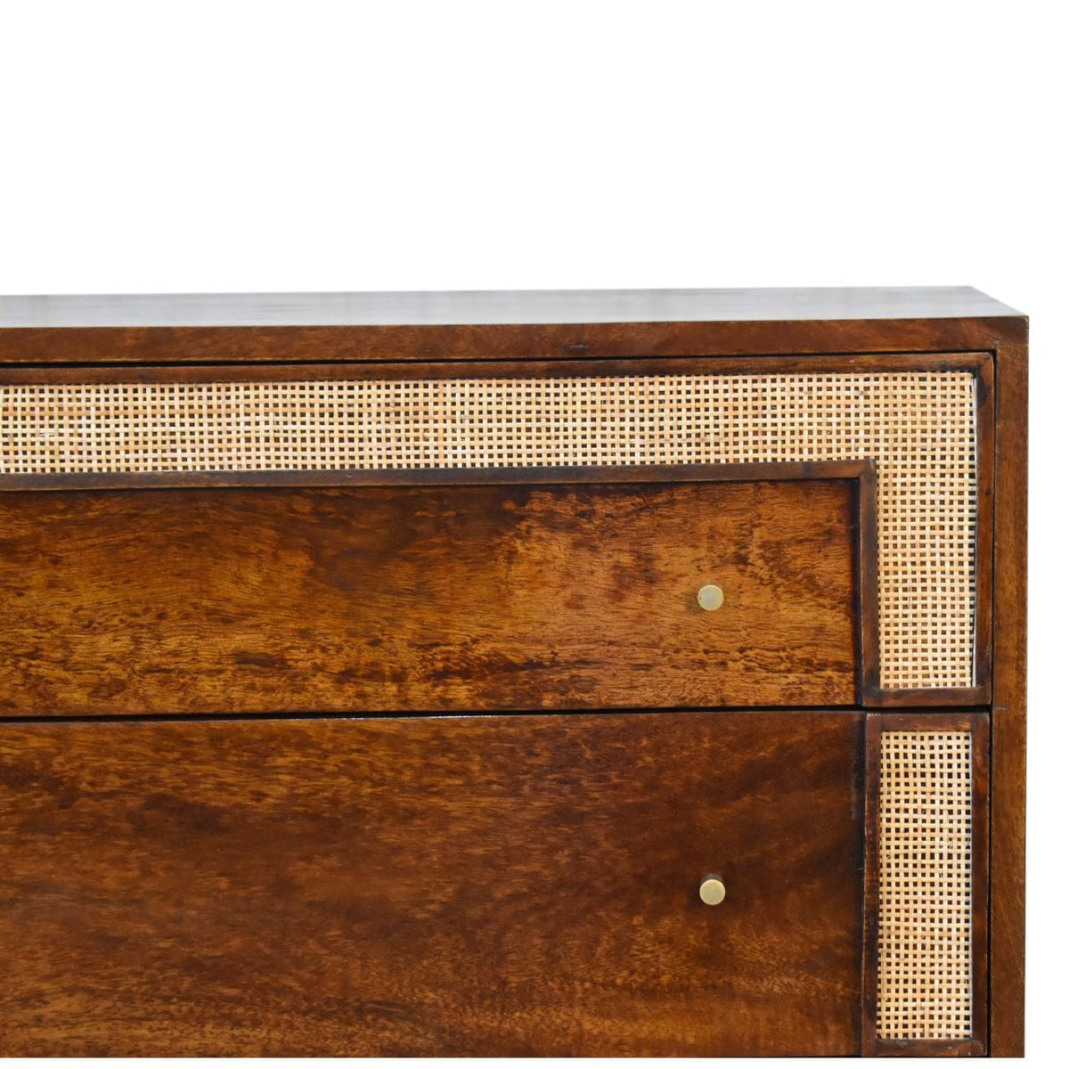 Close-knit Chestnut Dresser - Solid Mango Wood Storage Chest for Bedroom - product view 4 showing handcrafted solid mango...