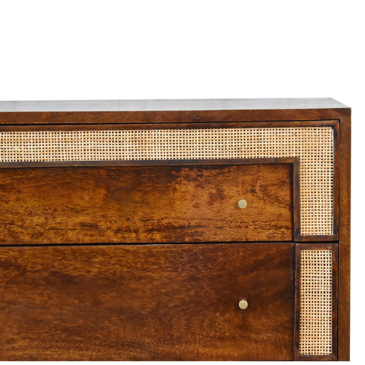 Close-knit Chestnut Dresser - Solid Mango Wood Storage Chest for Bedroom - product view 4 showing handcrafted solid mango...