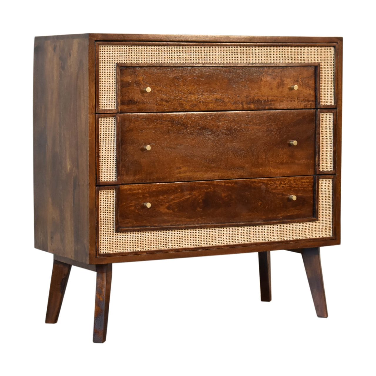 Close-knit Chestnut Dresser - Solid Mango Wood Storage Chest for Bedroom - product view 2 showing handcrafted solid mango...