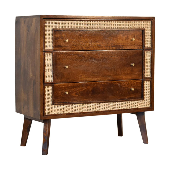 Close-knit Chestnut Dresser - Solid Mango Wood Storage Chest for Bedroom - product view 2 showing handcrafted solid mango...