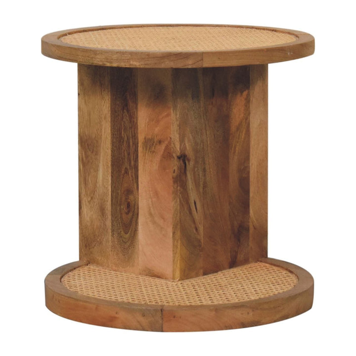 Close-knit Corner End Table - Solid Mango Wood Side Table for Living Room - product view 9 showing handcrafted solid...