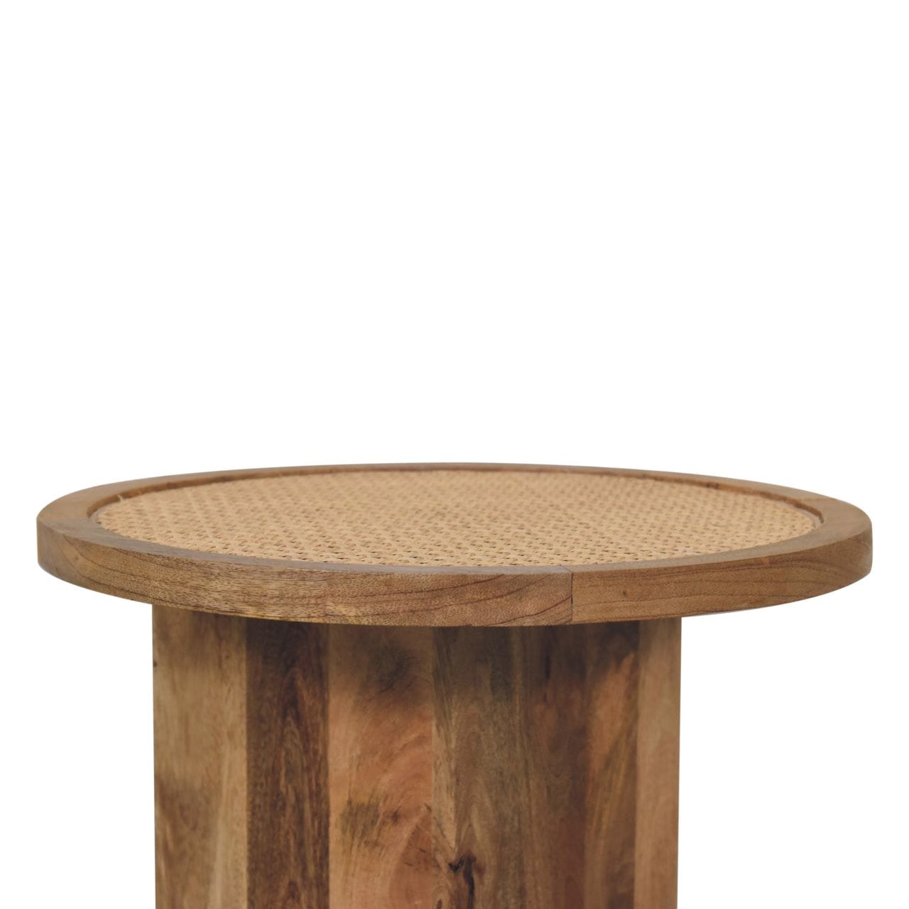 Close-knit Corner End Table - Solid Mango Wood Side Table for Living Room - product view 6 showing handcrafted solid...