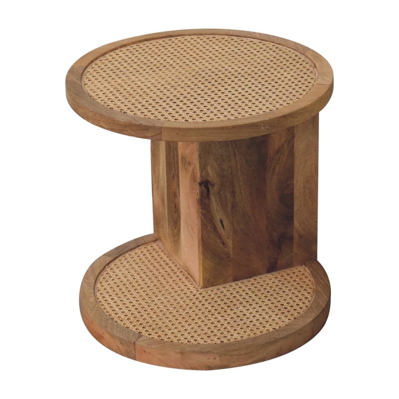 Close-knit Corner End Table - Solid Mango Wood Side Table for Living Room - product view 5 showing handcrafted solid...