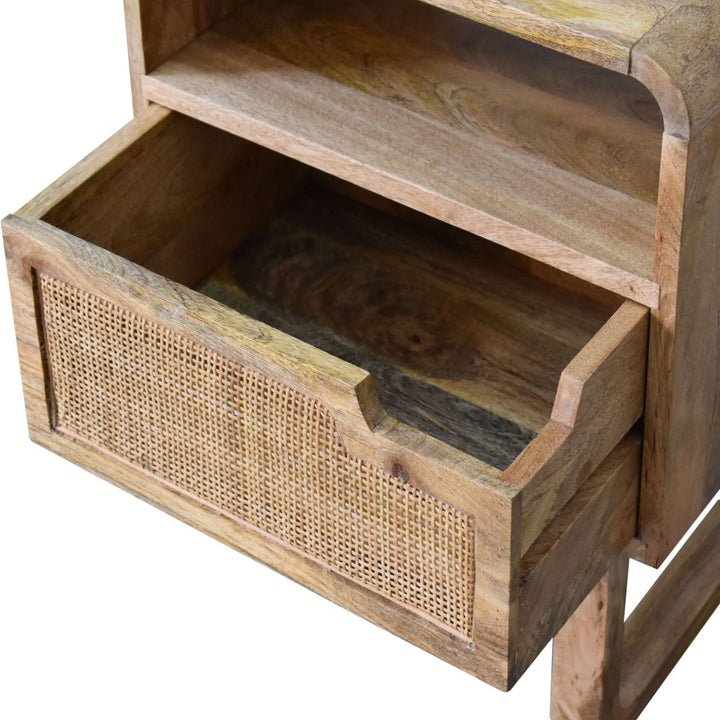 Close-knit Tallin Nightstand - Solid Mango Wood Bedside Table for Bedroom - product view 6 showing handcrafted solid...