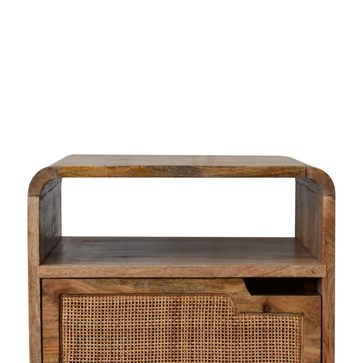 Close-knit Tallin Nightstand - Solid Mango Wood Bedside Table for Bedroom - product view 4 showing handcrafted solid...