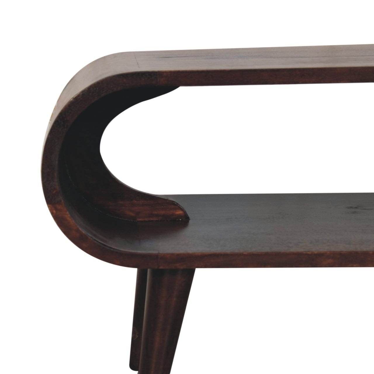 Amaya Light Walnut Coffee Table - Solid Mango Wood Center Table for Living Room - product view 5 showing handcrafted...